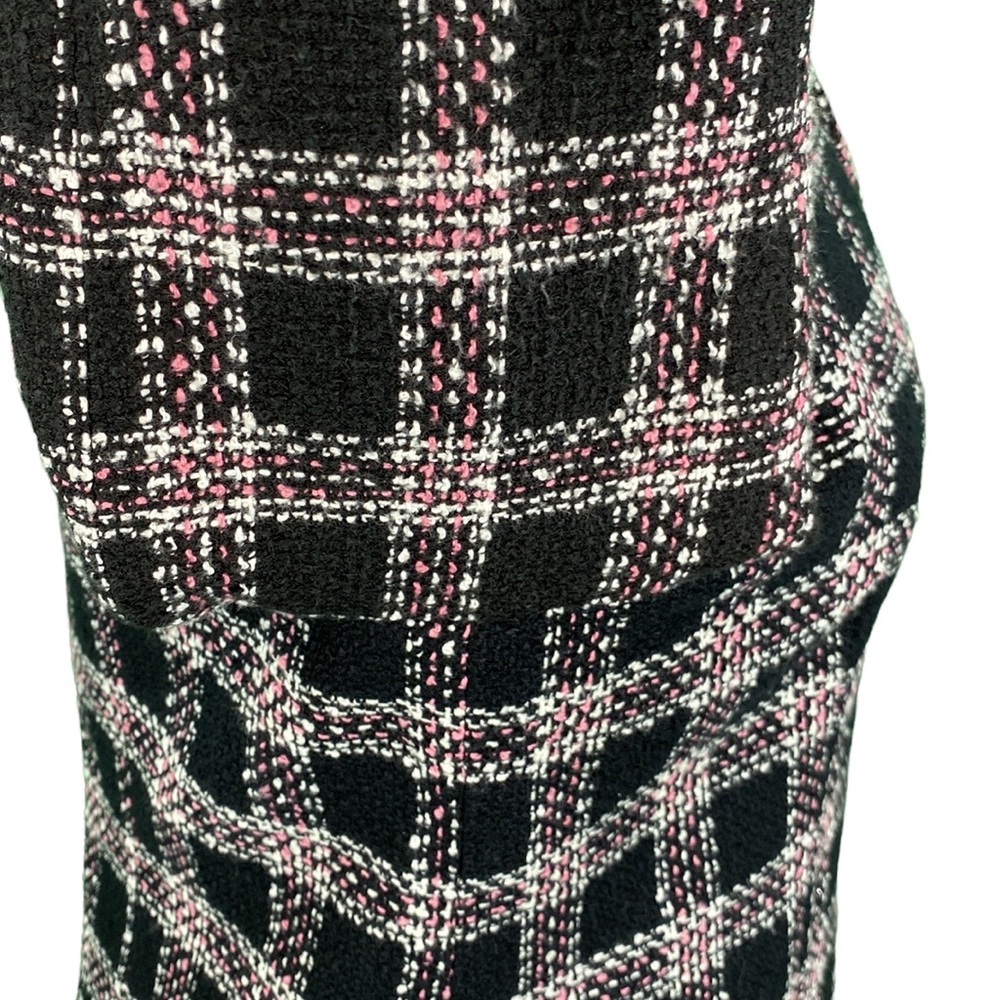 Requirements Petite Classic Black and Pink Plaid Tweed Jacket - Picture 7 of 14